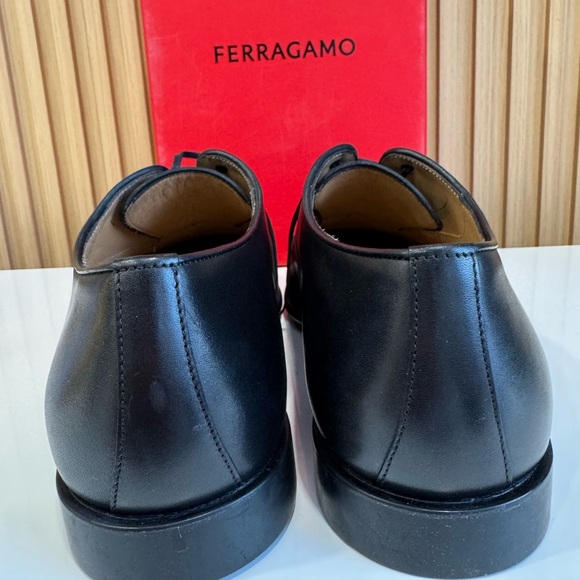 FERRAGAMO Men\'s Cortez Leather Oxford Shoes Black